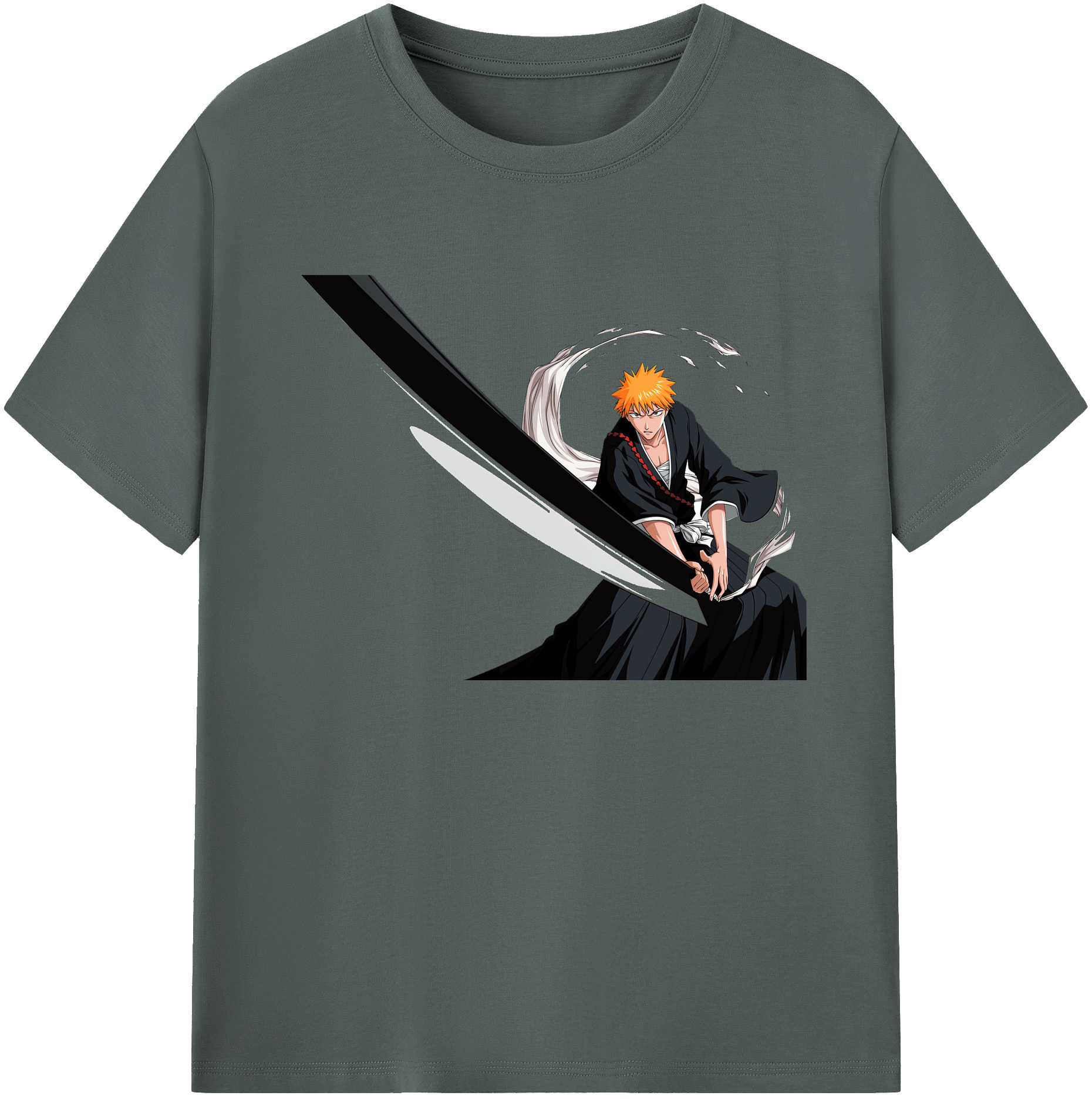 （画像用） ブリーチ 黒崎一護（くろさき いちご）BLEACH Kurosaki Ichigo 綿100％ メンズ半袖Tシャツ｜肌触りやわらか＆通気性